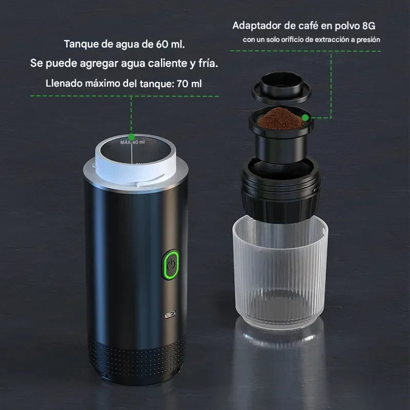 Cafetera Portátil 3 en 1 | Espresso con Cápsulas y Café Molido | 20 Bares de Presión